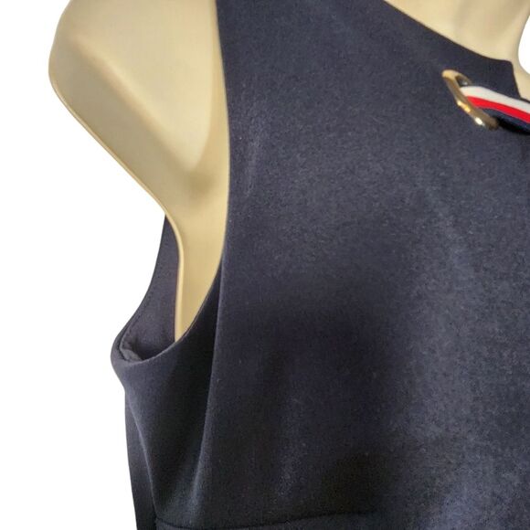 Tommy Hilfiger Dress Sleeveless Shift‎ Short Pleated Nautical Logo Navy Blue 4 - Picture 5 of 16